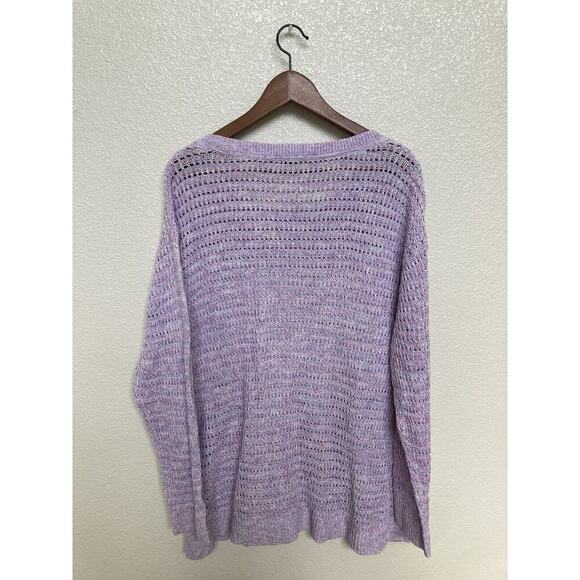 NWOT Talbots purple open knit tunic sweater 2x cozy lounge cotton beachy stretch - Picture 5 of 5